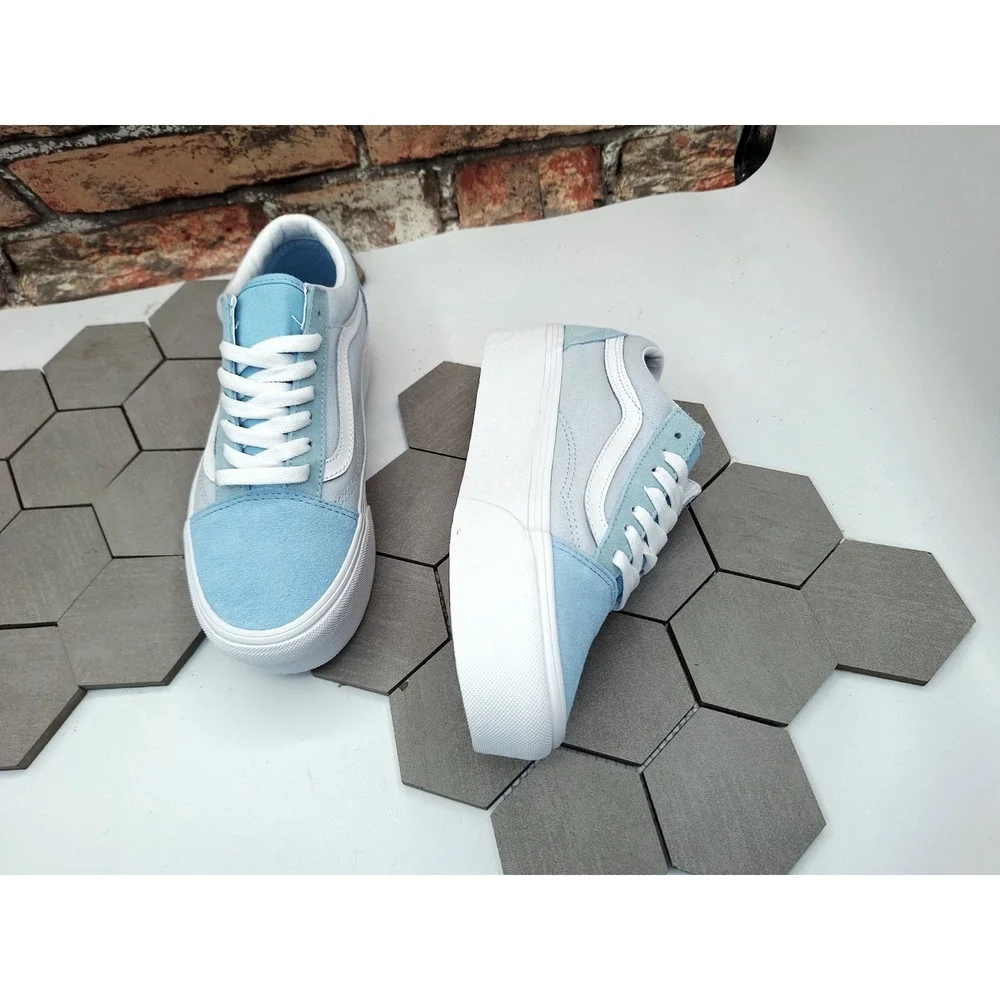 VANS Old Stack Platform Lift Shoes Blue White Stackform Women's 5 / Girls GS 3.5